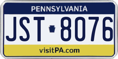 PA license plate JST8076