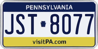 PA license plate JST8077