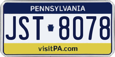 PA license plate JST8078