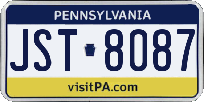 PA license plate JST8087
