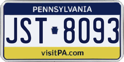 PA license plate JST8093
