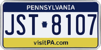PA license plate JST8107