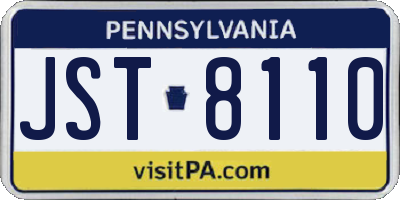 PA license plate JST8110