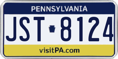 PA license plate JST8124