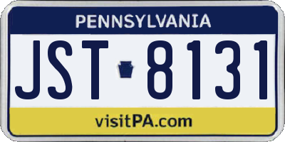 PA license plate JST8131