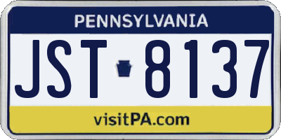 PA license plate JST8137