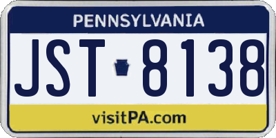 PA license plate JST8138