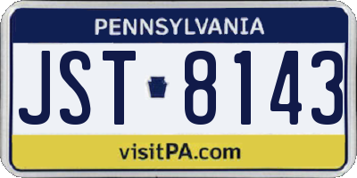 PA license plate JST8143