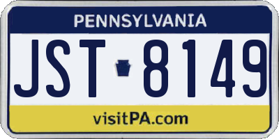 PA license plate JST8149