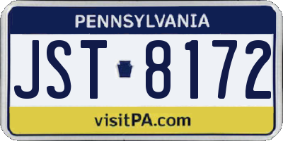 PA license plate JST8172