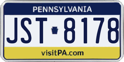 PA license plate JST8178