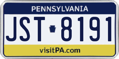 PA license plate JST8191