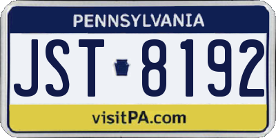 PA license plate JST8192