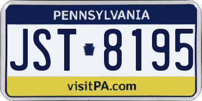 PA license plate JST8195