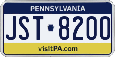 PA license plate JST8200