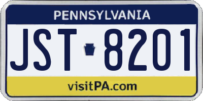 PA license plate JST8201