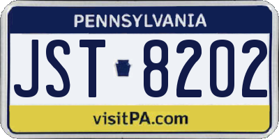 PA license plate JST8202