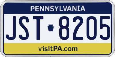 PA license plate JST8205