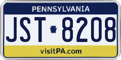 PA license plate JST8208
