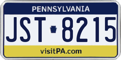 PA license plate JST8215
