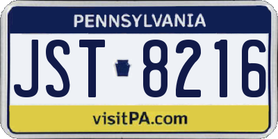 PA license plate JST8216