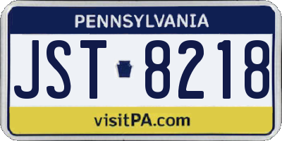 PA license plate JST8218