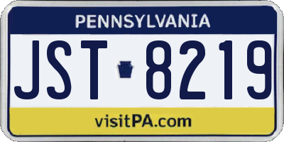 PA license plate JST8219