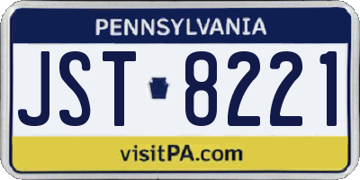 PA license plate JST8221