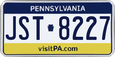 PA license plate JST8227