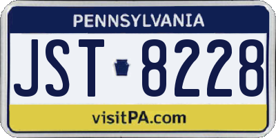 PA license plate JST8228
