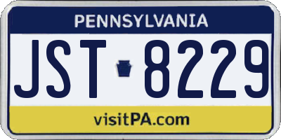 PA license plate JST8229