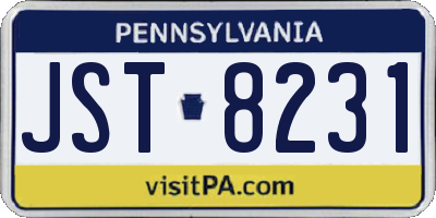 PA license plate JST8231