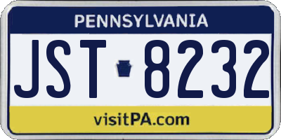 PA license plate JST8232
