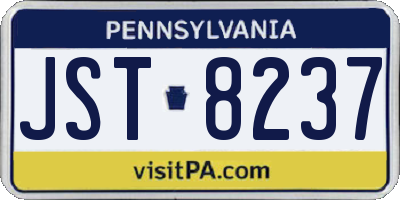 PA license plate JST8237