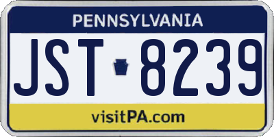 PA license plate JST8239