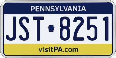 PA license plate JST8251