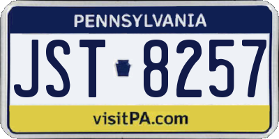 PA license plate JST8257