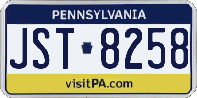 PA license plate JST8258