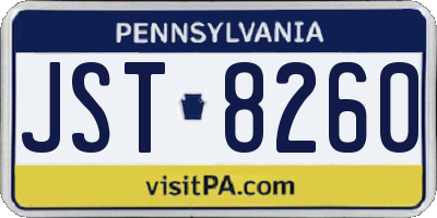 PA license plate JST8260