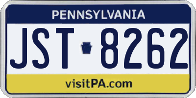 PA license plate JST8262