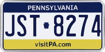 PA license plate JST8274