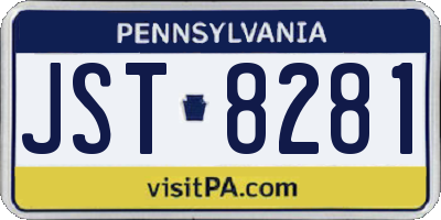 PA license plate JST8281