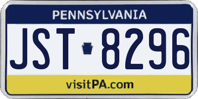 PA license plate JST8296