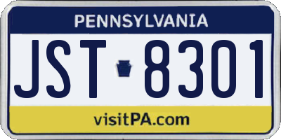 PA license plate JST8301
