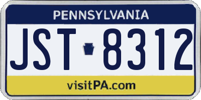 PA license plate JST8312