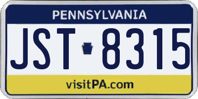 PA license plate JST8315