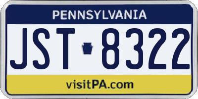 PA license plate JST8322