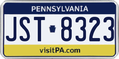 PA license plate JST8323