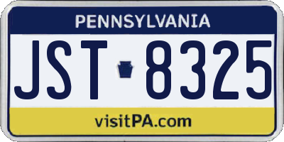 PA license plate JST8325