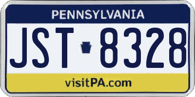 PA license plate JST8328